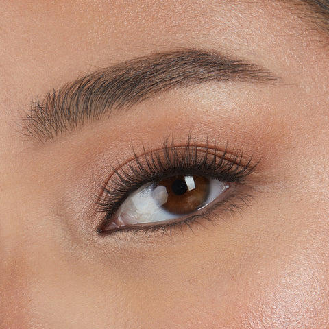 Lithe Lashes Core Collection lash style named 05 Wispy and Willowy, a close up eye thumbnail image of the model's eye wearing the false lashes for an up close perspective on how elegant the falsies look on the eye.
