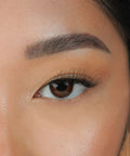 Lithe Lashes Mini Lashes lash style named M1 - Mini Round, an image of a model's left eye wearing the falsies, showing how natural and beautiful they look.